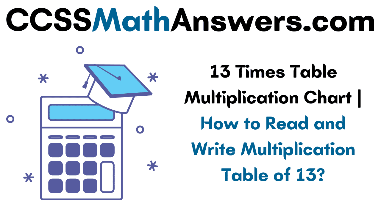 13 Times Table Multiplication Chart