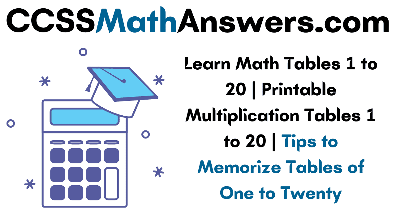 Math Tables 1 to 20