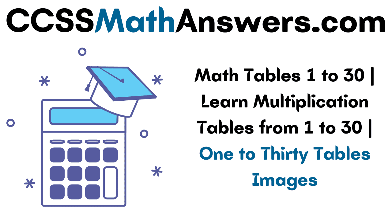 Math Tables 1 to 30